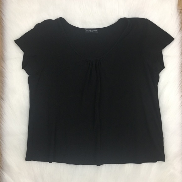eileen fisher black silk top